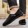 Newness Lian Di Mens Slip On Loafers in navy blue showcasing their breathable design and effortless style Perfect for any occasion