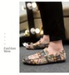 Newness Cairo Nights Geometric Slip On Loafers in navy blue showcasing the unique geometric pattern and comfortable slip on design Perfect for adding effortless style to any outfit