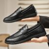 Newness Mens Slip On Loafers Effortless style meets ultimate comfort Brown leather loafers with a classic silhouette perfect for everyday wear
