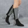 Newness Winters Grace Houndstooth Boots Elevate your winter style with these elegant chic houndstooth print ankle boots