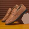 Newness Mens Slip On Loafers Effortless style meets ultimate comfort Brown leather loafers with a classic silhouette perfect for everyday wear