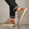 Newness Mens Effortless Style Fabric Loafers Breathable lightweight and effortlessly stylish loafers perfect for everyday wear Close up view showcasing the fabric texture and design