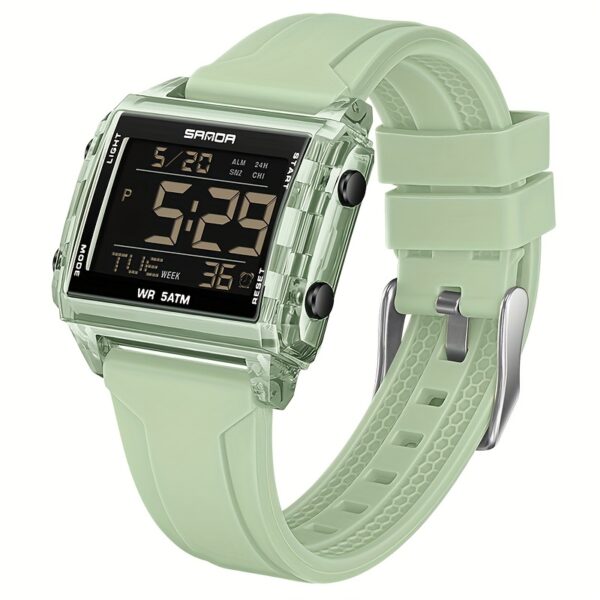 Newness Neon Edge Digital Square Watch: A stylish square digital watch with a neon accent, showcasing modern design and fashion-forward appeal.