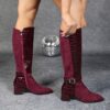 Wine red leather boots Crimson Nights style perfect for winter from Newness