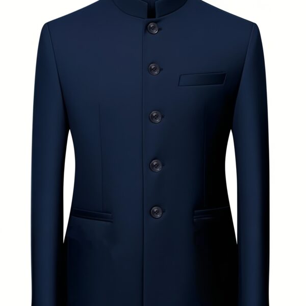 The Newness Midnight Mandarin Collar Jacket: A sophisticated, comfortable jacket for the modern man, featuring a mandarin collar.