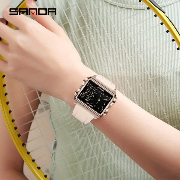 Newness Apex Digital Sports Watch: Sleek black digital watch with stylish accents, perfect for workouts and everyday wear.