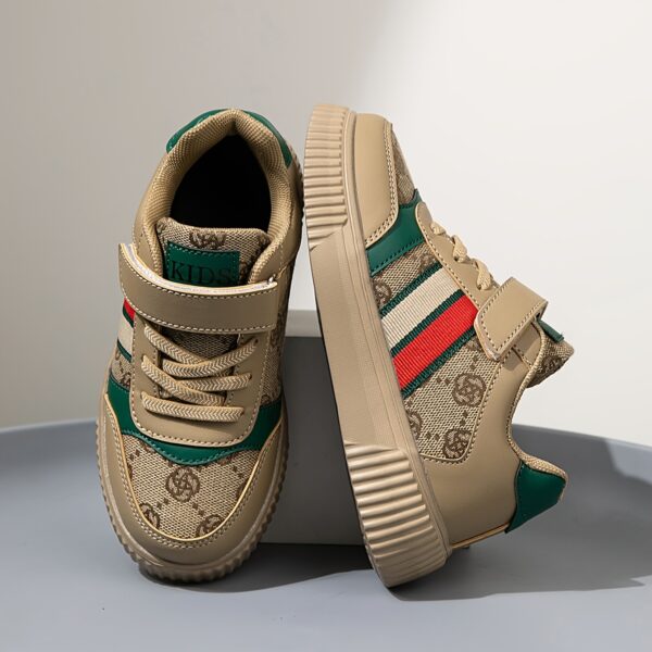 Stylish and vibrant color-block striped kids' sneakers by Newness. Lightweight and durable, perfect for everyday wear.