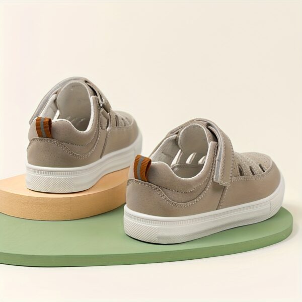 Newness Summer Breeze Kids' Soft Sneakers in action: A child happily playing, showcasing the stylish and comfortable design, breathability, and non-slip sole of the shoes.