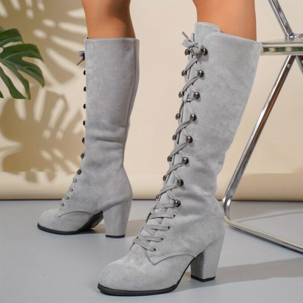 Newness Lace-Up Gray High Heels: Modern elegance personified. Stunning gray high heels with lace-up detail. Shop the latest collection now!
