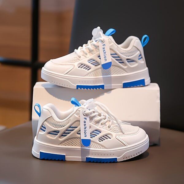 Stylish and breathable Newness Summer Breeze Kids Stripe Sneakers, perfect for spring, summer, and fall. Image shows kids' striped sneakers in a close-up.
