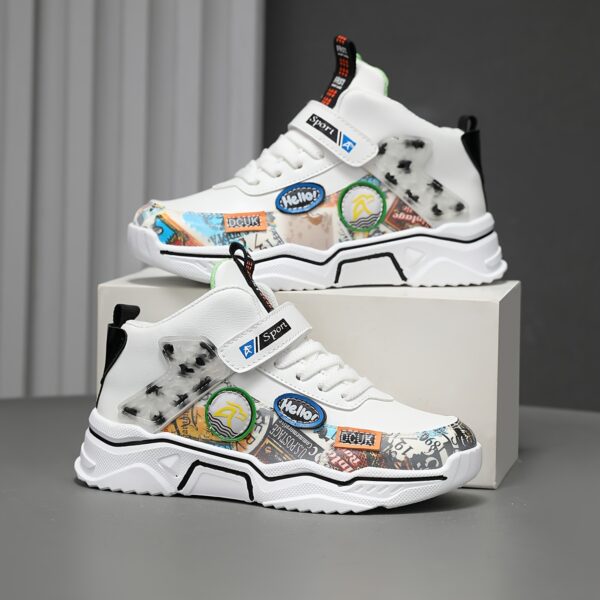 Stylish and comfortable Alagzi Playful Prints Boys' Sneakers, perfect for spring, summer, and fall. Showcasing vibrant prints and durable design.