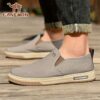 CANEMON Mens Canvas Slip Ons in stylish navy blue showcasing breathable canvas material and comfortable fit perfect for everyday wear