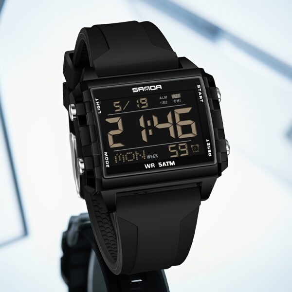 Newness Neon Edge Digital Square Watch: A stylish square digital watch with a neon accent, showcasing modern design and fashion-forward appeal.