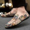 Newness Cairo Nights Geometric Slip On Loafers in navy blue showcasing the unique geometric pattern and comfortable slip on design Perfect for adding effortless style to any outfit