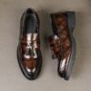 Newness Casablanca Mens Fringed Loafers in premium PU leather showcasing the vintage inspired design and comfortable fit