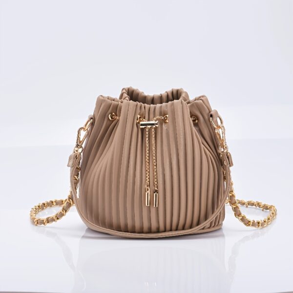 Newness Chic Pleated Drawstring Bag: Versatile and chic pleated bag, perfect for any occasion.