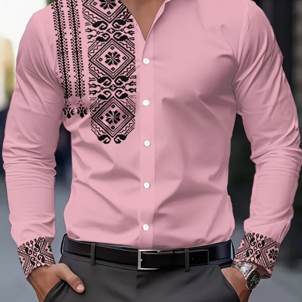 Newness Cairo Nights Floral Print Shirt: A stunning, breathable polyester shirt in a vibrant floral print, perfect for spring and fall. Model showcases the shirt's flattering fit and versatile style.