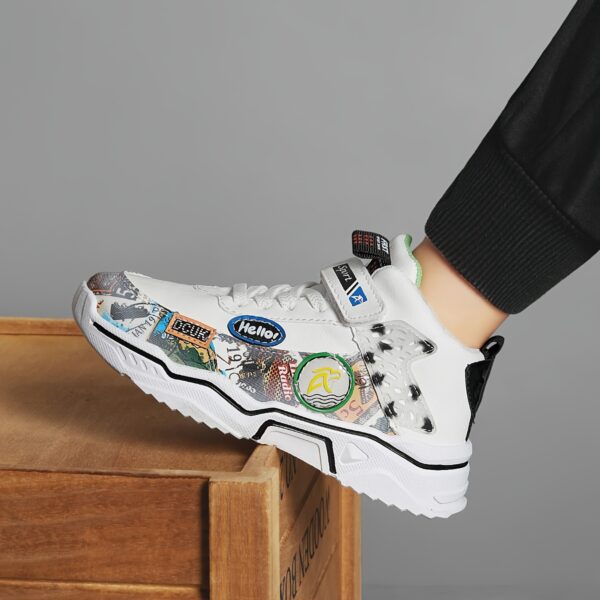 Stylish and comfortable Alagzi Playful Prints Boys' Sneakers, perfect for spring, summer, and fall. Showcasing vibrant prints and durable design.