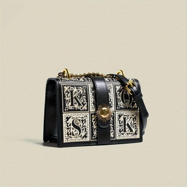 Newness Celestial Sun Embroidered Chain Bag: A chic, versatile chain bag with celestial sun embroidery, perfect for elevating any outfit.