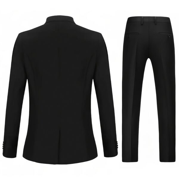 The Newness Shanghai Mandarin Collar Suit: A sophisticated, impeccably tailored suit in navy blue, featuring a mandarin collar and modern silhouette, ideal for the discerning gentleman.