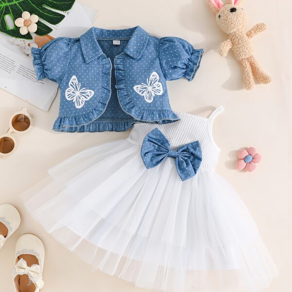Adorable Flutterby Delight girls' camisole dress, perfect for spring and summer. A charming, lightweight dress with delicate details.