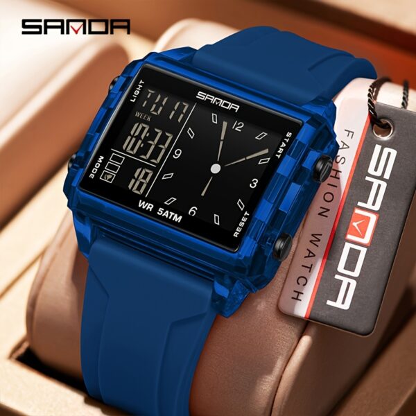 Newness Apex Digital Sports Watch: Sleek black digital watch with stylish accents, perfect for workouts and everyday wear.