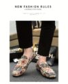 Newness Cairo Nights Geometric Slip On Loafers in navy blue showcasing the unique geometric pattern and comfortable slip on design Perfect for adding effortless style to any outfit