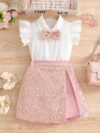 Adorable girls summer outfit Newnesss Summer Sparkle two piece set features a stylish top and coordinating bottom perfect for parties weddings or any special occasion