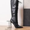 Newness Midnight Bloom Black Stiletto Boots elegant black stiletto boots perfect for parties and formal events