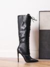 Newness Midnight Bloom Black Stiletto Boots elegant black stiletto boots perfect for parties and formal events