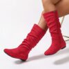 Newness Serene Sunset Pleated Long Boots Elegant long boots in sunset hues featuring a pleated design