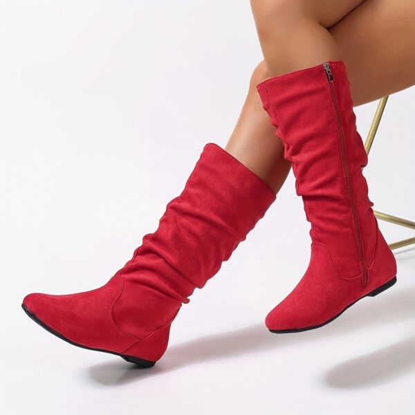 Newness Serene Sunset Pleated Long Boots Elegant long boots in sunset hues featuring a pleated design