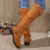 Newness Slouchy Knee High Boots in brown leather showcasing a chic and casual style perfect for winter The boots are slouchy and knee high highlighting their comfortable and fashionable design