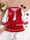 Stylish girls preppy jacket set from Newness Features a blazer and skirt combination in coordinating colors and fabrics Perfect for school special occasions or everyday wear
