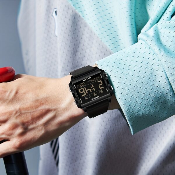 Newness Neon Edge Digital Square Watch: A stylish square digital watch with a neon accent, showcasing modern design and fashion-forward appeal.