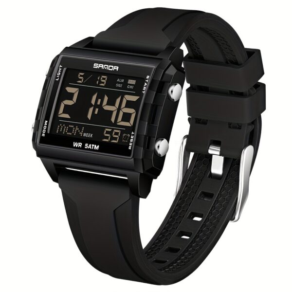 Newness Neon Edge Digital Square Watch: A stylish square digital watch with a neon accent, showcasing modern design and fashion-forward appeal.