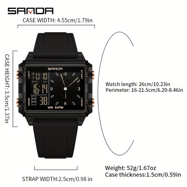 Newness Apex Digital Sports Watch: Sleek black digital watch with stylish accents, perfect for workouts and everyday wear.