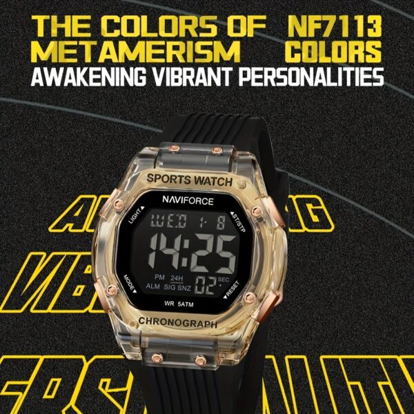NAVIFORCE Apex Men's Digital Sports Watch, showcasing its sleek design, LED backlight, and water resistance.
