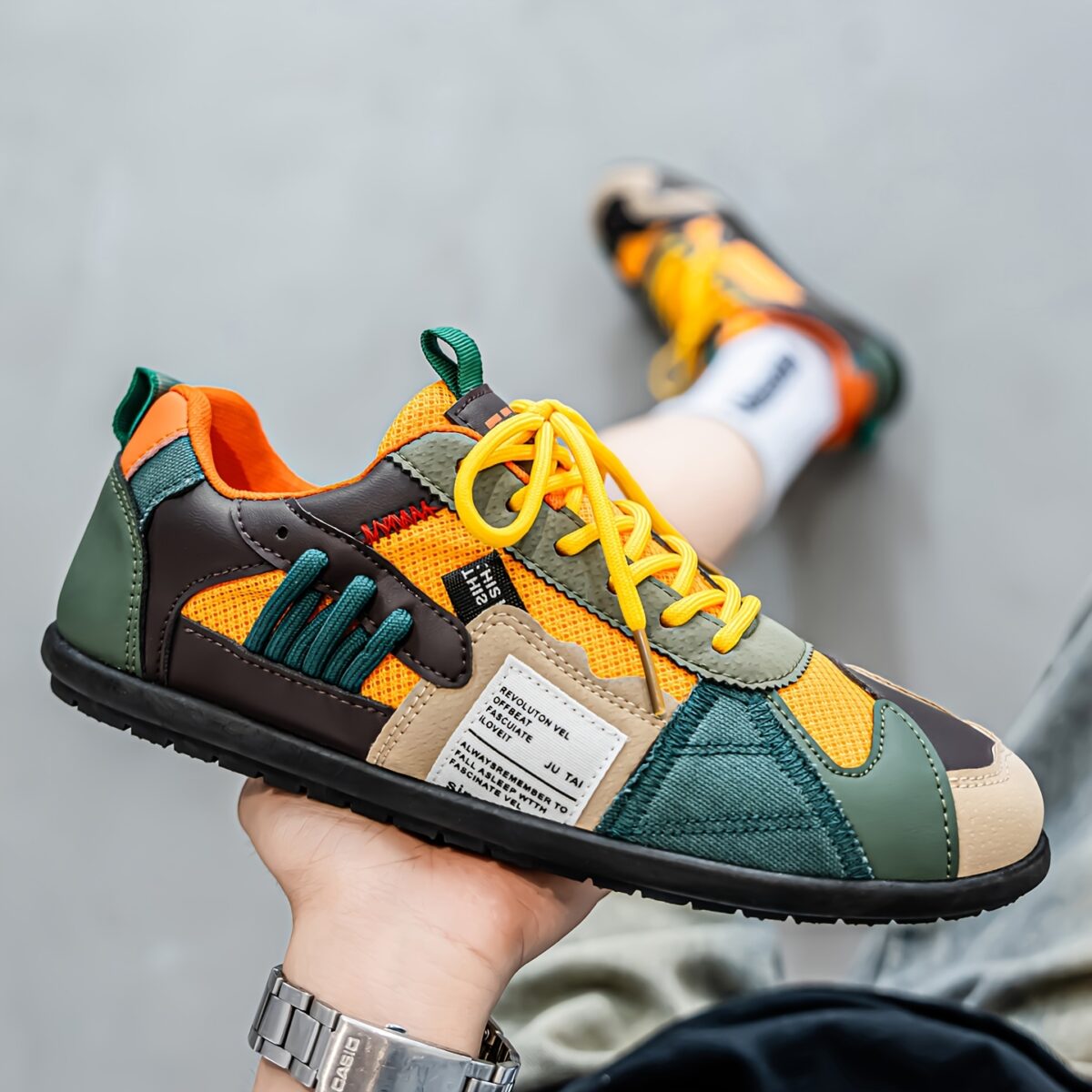 Stylish KOONEXY Urban Explorer Color Block Sneakers showcasing a retro inspired design with modern comfort Perfect for all seasons