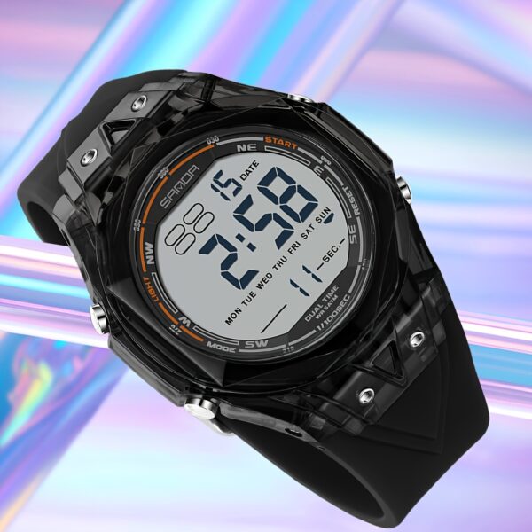 Newness Apex Digital Sports Watch: Sleek black digital sports watch with multiple features, perfect for an active lifestyle.