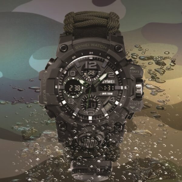 Newness Apex Navigator men's digital sports watch, showcasing its durable design and sleek style. The watch features are highlighted.
