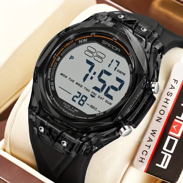 Newness Apex Digital Sports Watch: Sleek black digital sports watch with multiple features, perfect for an active lifestyle.