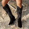 Newness Embroidered Western Cowboy Boots Detailed close up showcasing intricate embroidery and handcrafted details Perfect for adding a touch of western flair to any outfit