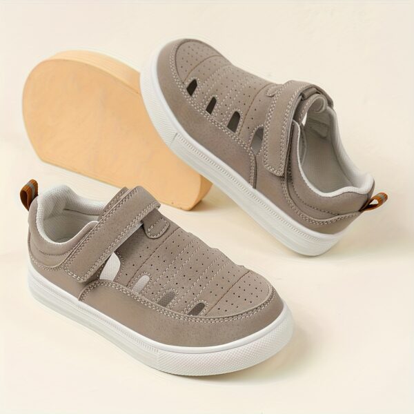 Newness Summer Breeze Kids' Soft Sneakers in action: A child happily playing, showcasing the stylish and comfortable design, breathability, and non-slip sole of the shoes.