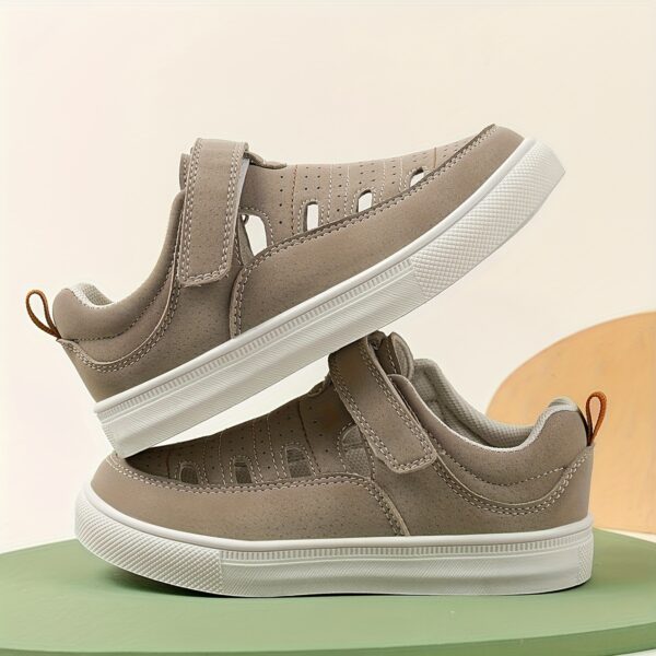 Newness Summer Breeze Kids' Soft Sneakers in action: A child happily playing, showcasing the stylish and comfortable design, breathability, and non-slip sole of the shoes.