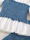 Adorable girls denim set perfect for autumn Featuring stylish denim jacket and pants ideal for casual outings