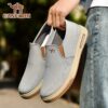 CANEMON Mens Canvas Slip Ons in stylish navy blue showcasing breathable canvas material and comfortable fit perfect for everyday wear