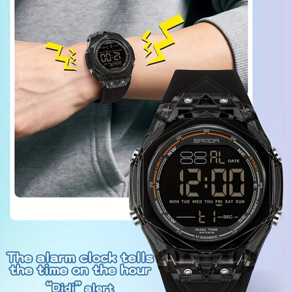 Newness Apex Digital Sports Watch: Sleek black digital sports watch with multiple features, perfect for an active lifestyle.