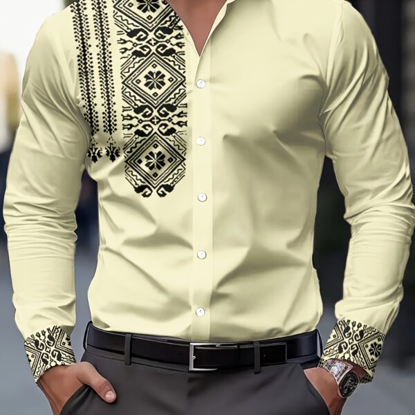 Newness Cairo Nights Floral Print Shirt: A stunning, breathable polyester shirt in a vibrant floral print, perfect for spring and fall. Model showcases the shirt's flattering fit and versatile style.