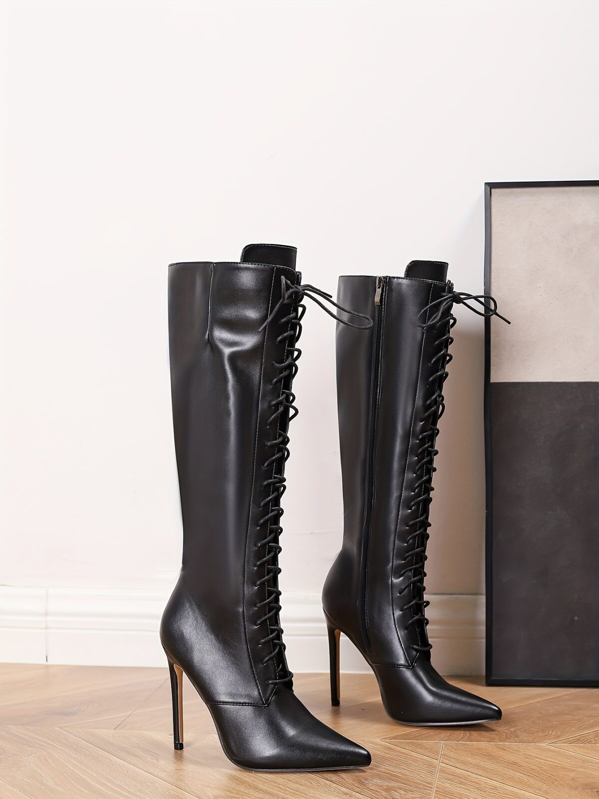 Newness Midnight Bloom Black Stiletto Boots elegant black stiletto boots perfect for parties and formal events